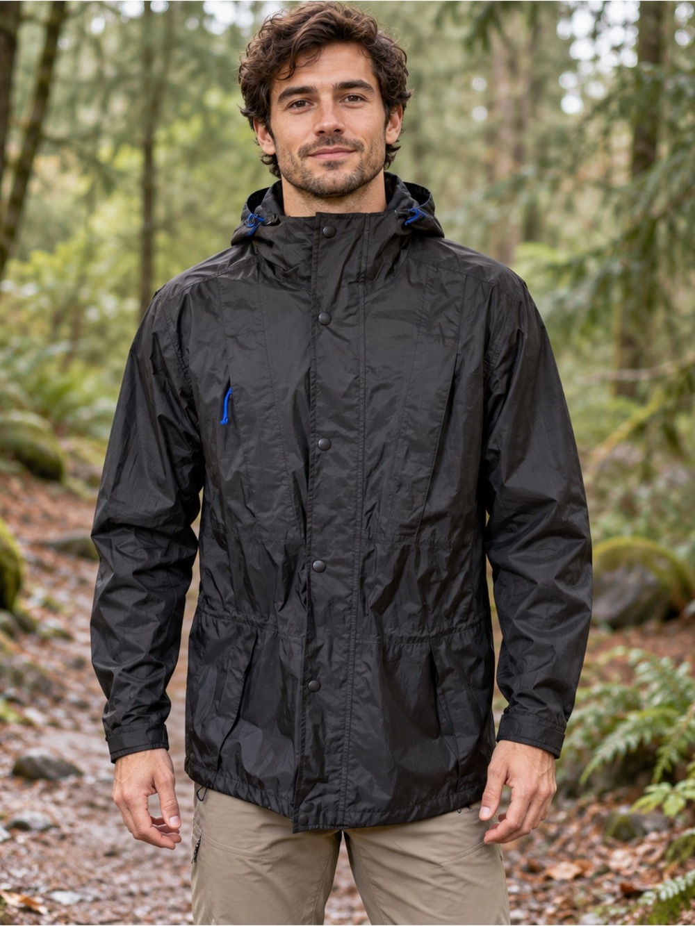REI Gore-Tex Black Hooded Rain Shell Jacket Men’s Small Hiking